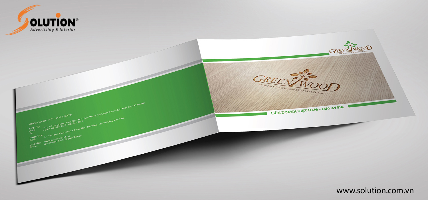 Trang bìa thiết kế catalogue giới thiệu sản phẩm công ty Green Wood